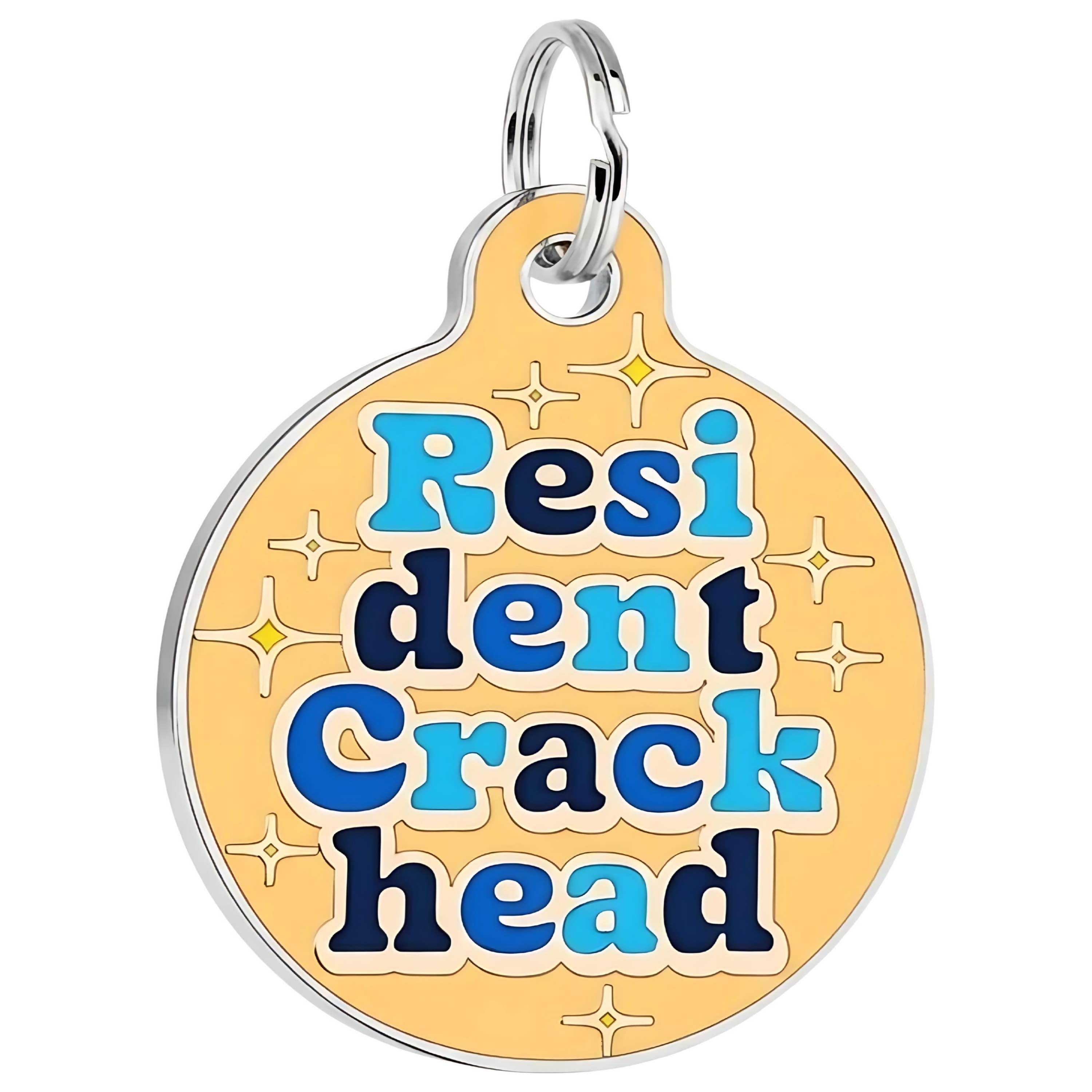 Funny Dog Tag & Pet ID Tag - Resident Crackhead *Orange