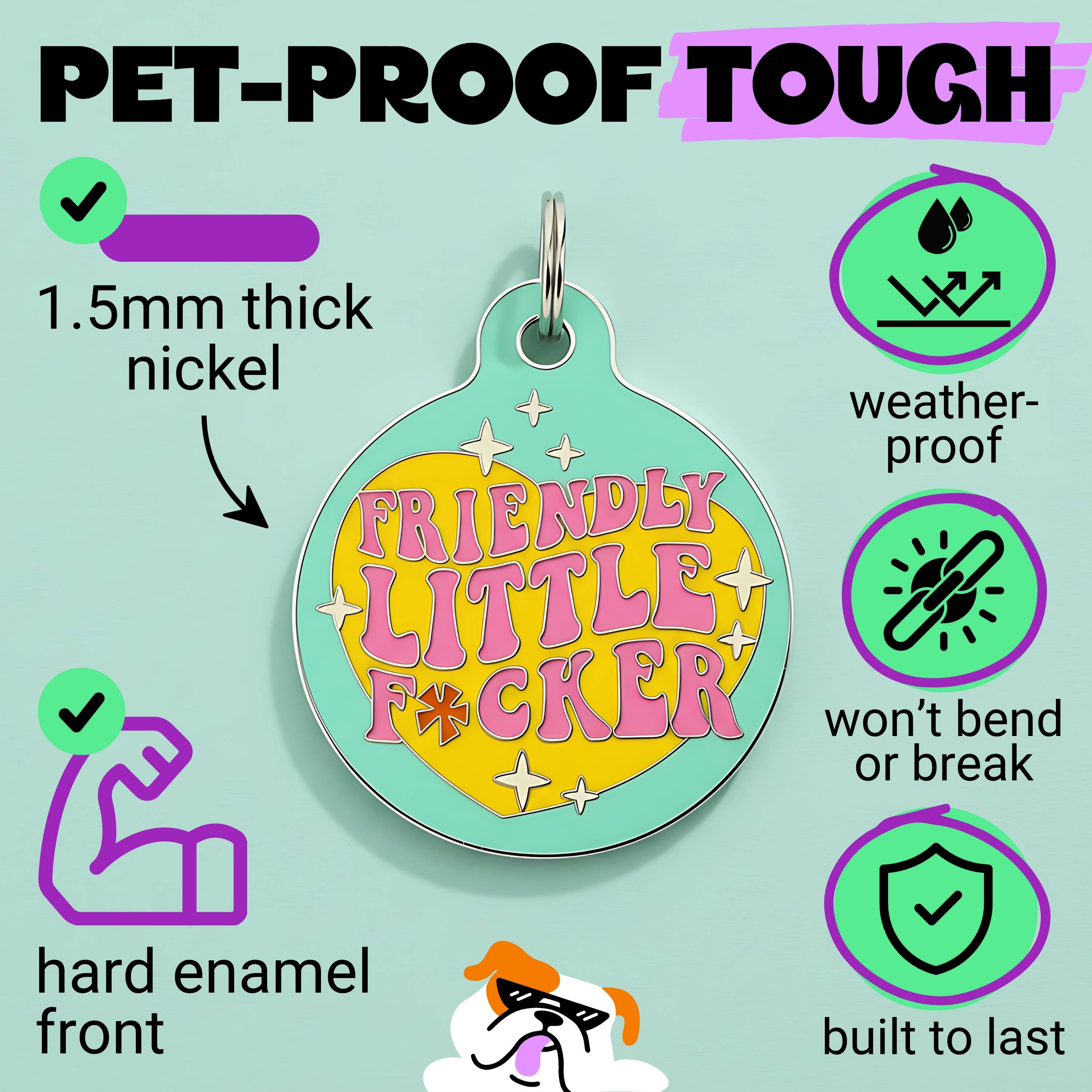 Funny Dog Charm & Pet ID Tag - Friendly Little F*cker