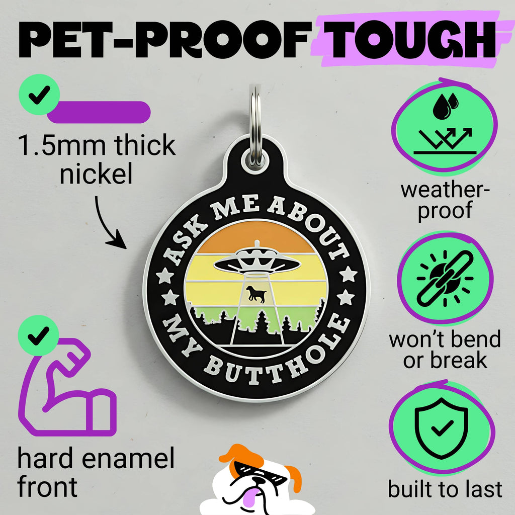 Funny Dog Charm & Pet ID Accessory - Ask About my Butthole
