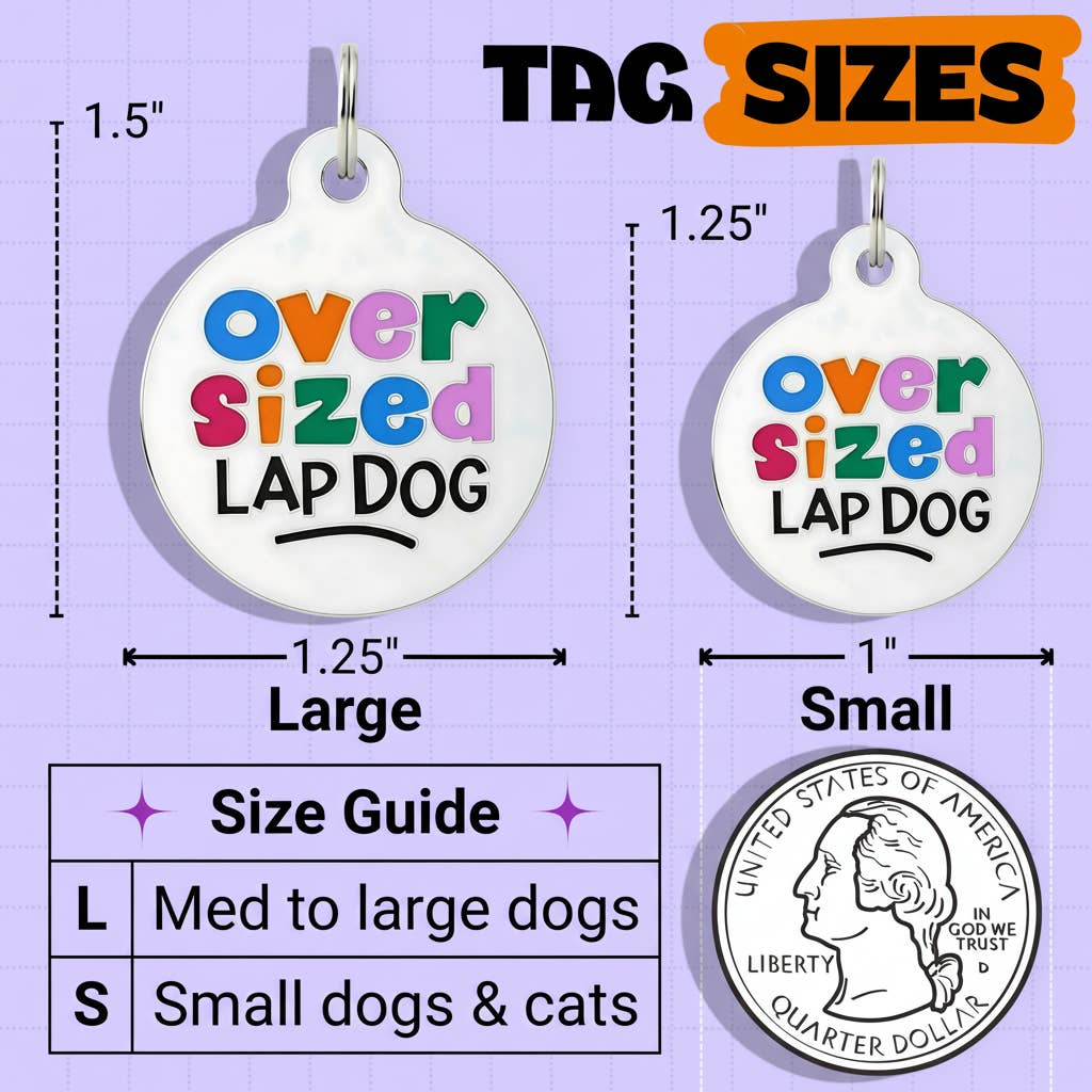 Enamel Pet Tag with Scannable ID - Oversized Lap Dog
