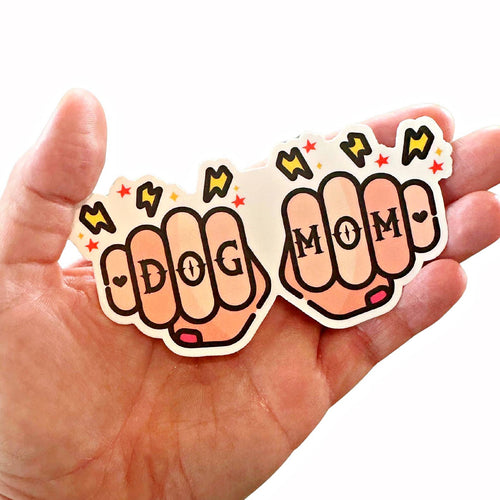 Tattoo Dog Mom Knuckles Vinyl Sticker   - Bandithaus