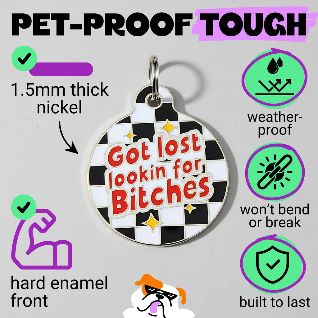 Funny Dog ID Tag & Pet Accessory - Looking for Bitches