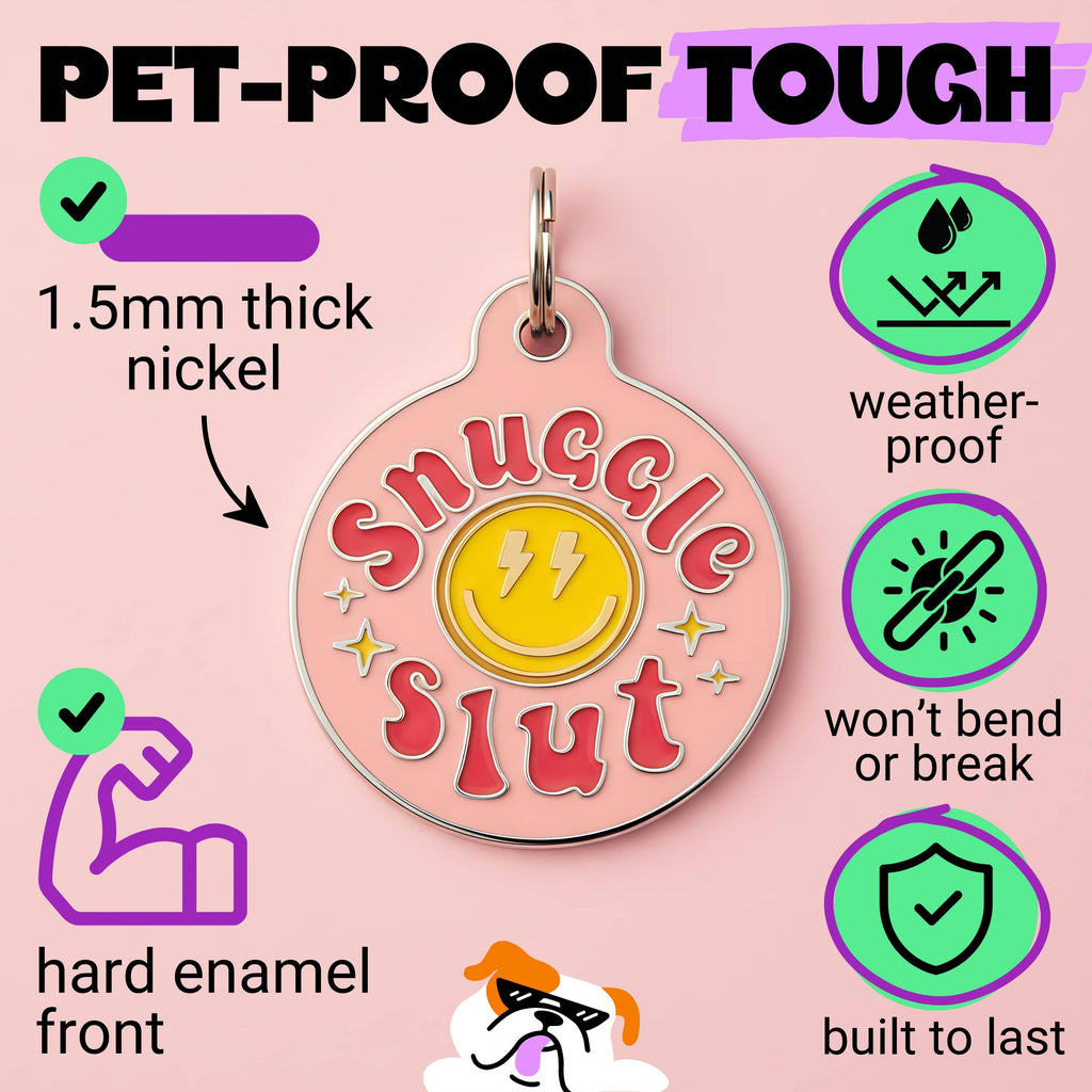 Funny Dog Tag & Pet ID Collar Charm - Snuggle Slut *Pink