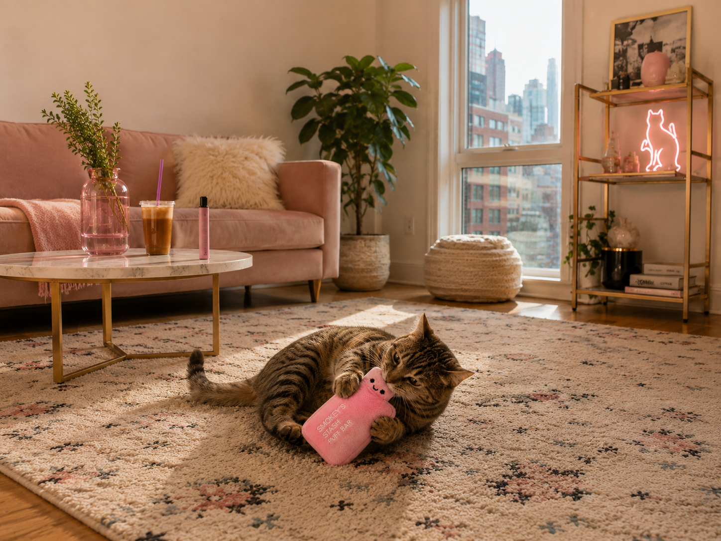Smokey's Stash Refillable Pink Puff Bar with Catnip
