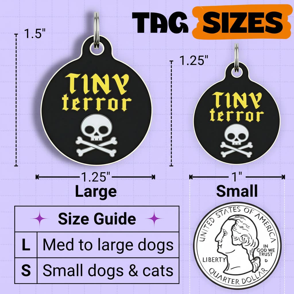 Funny Dog Charm & Pet ID Tag - Tiny Terror 