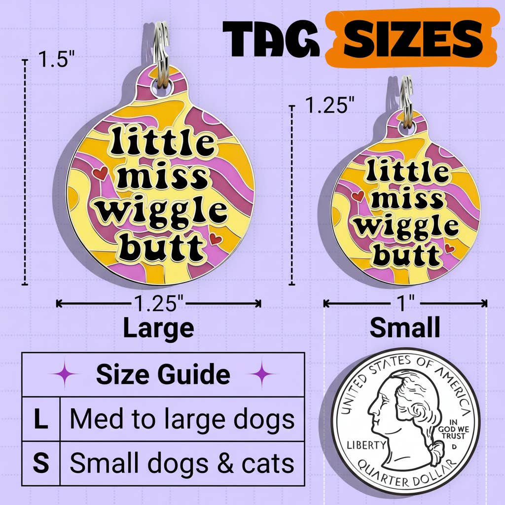 Funny Dog Charm & Pet ID Tag - Miss Wiggle Butt