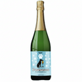 Green bottle of dog wine with gold foil