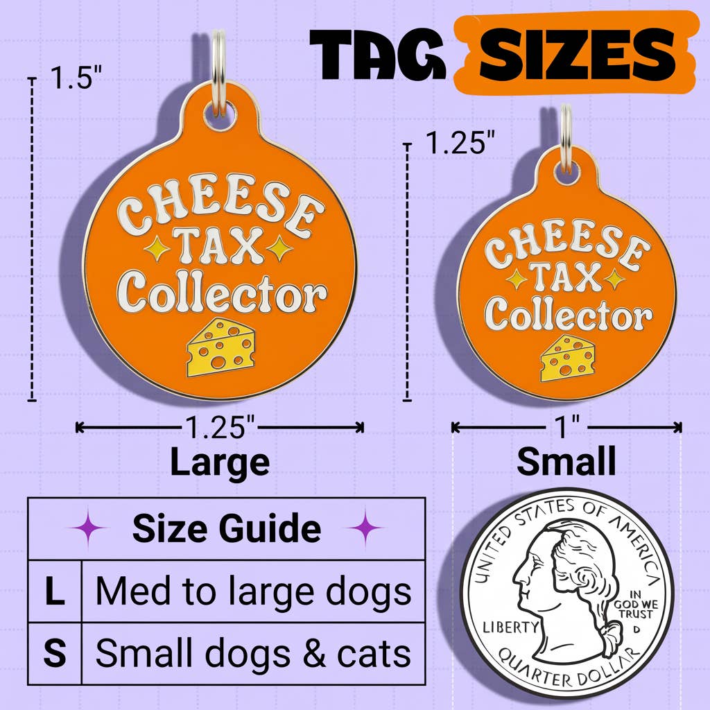 Cute Dog Charm & Pet ID Tag - Cheese Tax Collector