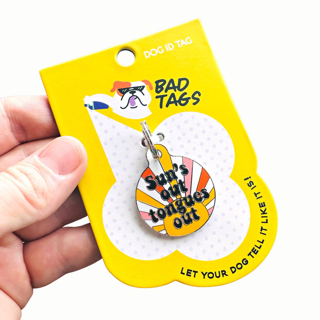 Cute Dog Charm & Pet ID Tag - Suns Out Tongues Out