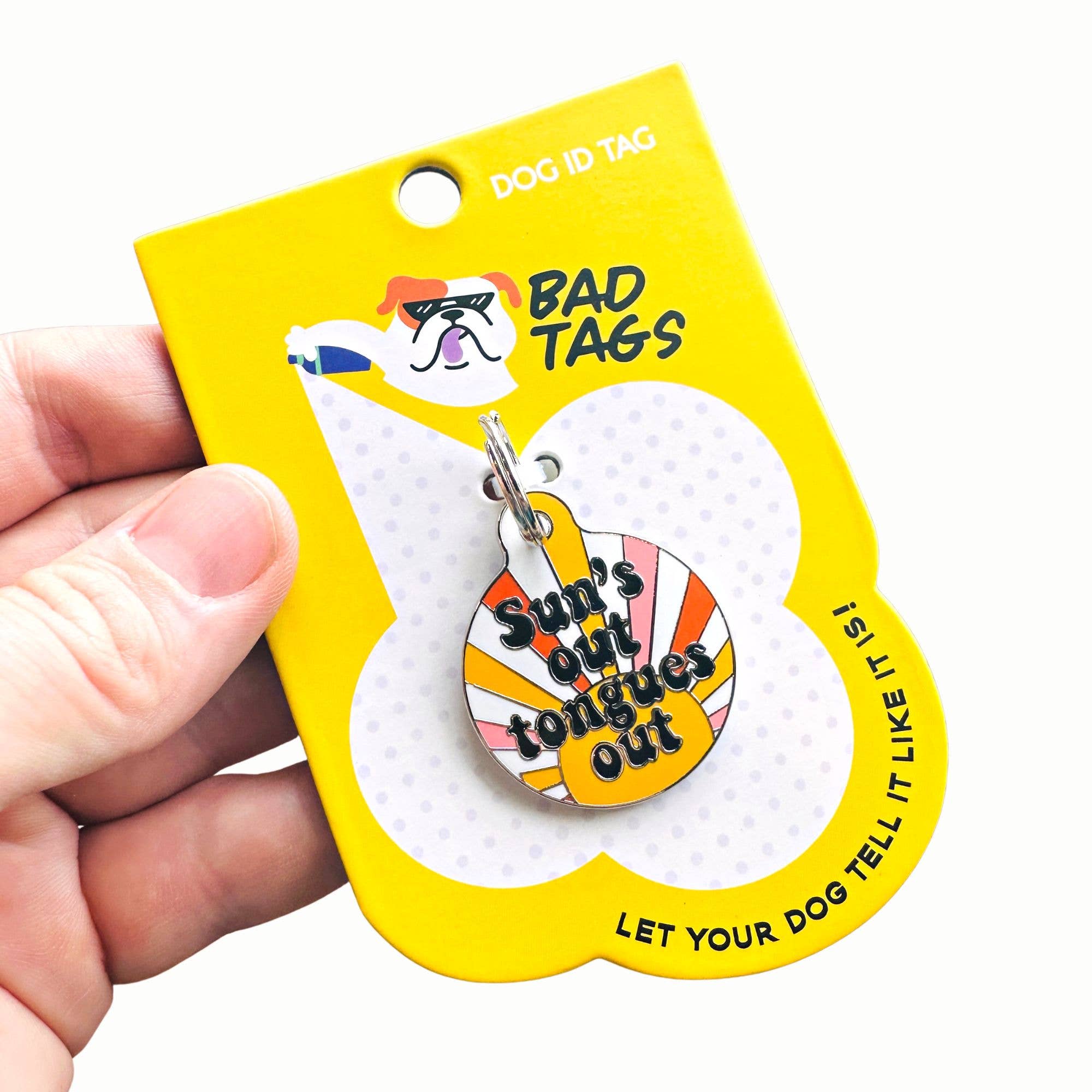 Cute Dog Charm & Pet ID Tag - Suns Out Tongues Out