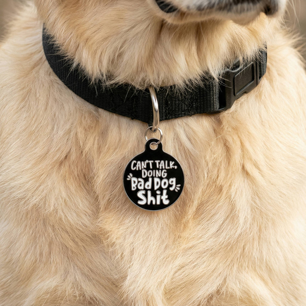 Funny Dog Tag Charm & Pet ID Accessory - Bad Dog Shit