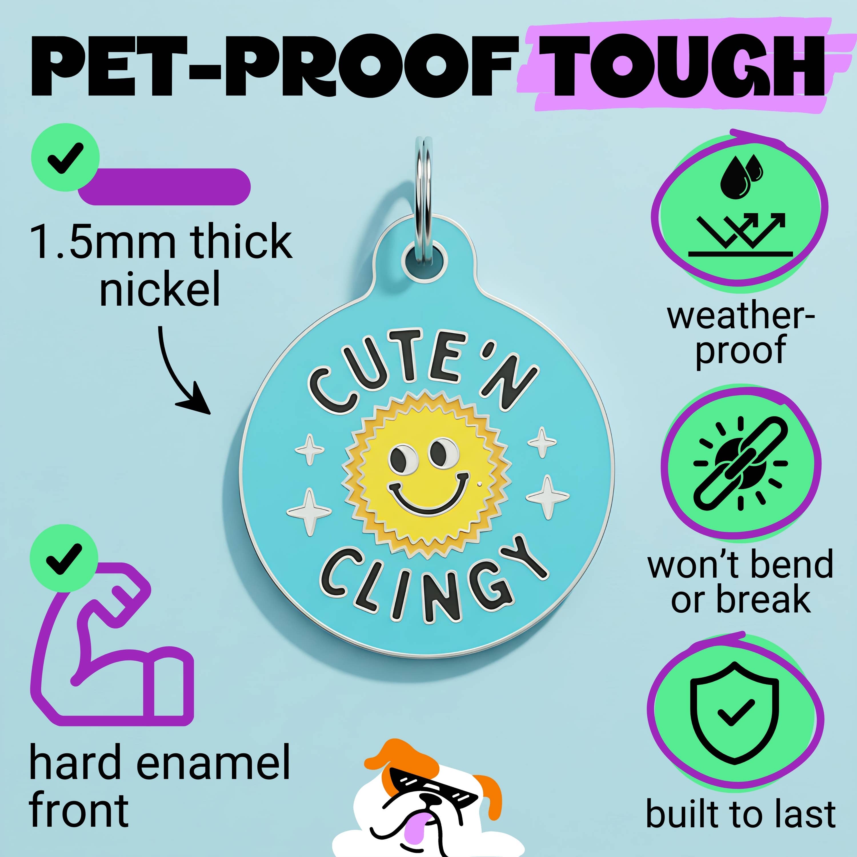 Funny Dog ID Tag & Pet Accessory - Cute 'N Clingy *Blue