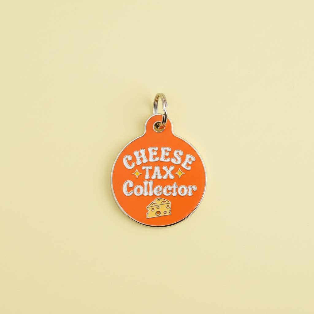 Cute Dog Charm & Pet ID Tag - Cheese Tax Collector