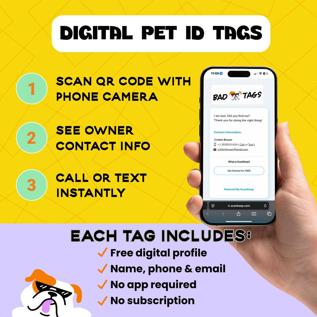 Cute Dog Charm & Pet ID Tag - Cute 'N Clingy *Pink