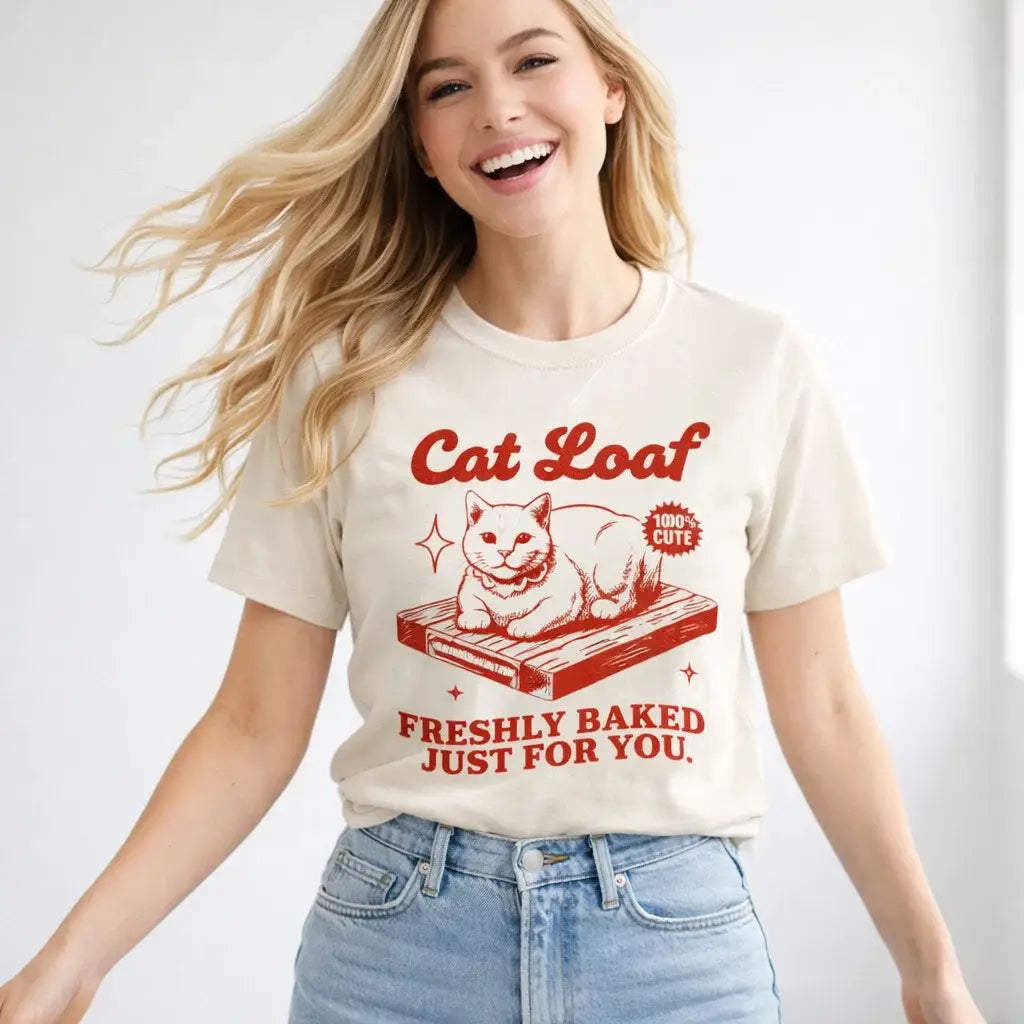 Cat Loaf 100 Percent Cute Tee, Funny Cat Graphic Shirt