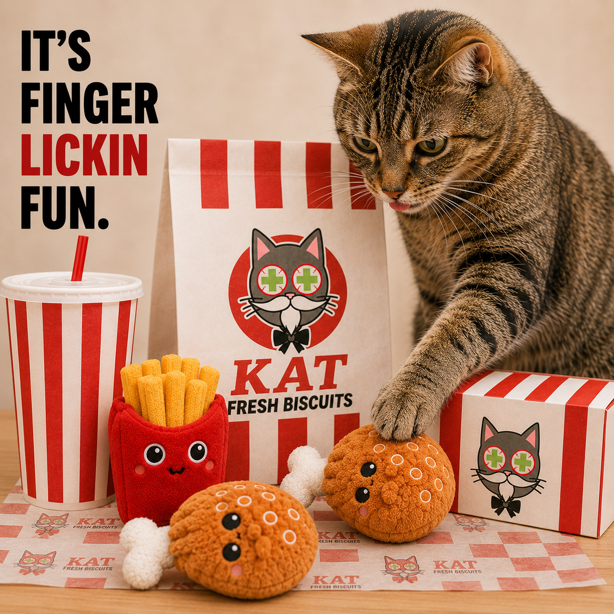 Smokeys Stash Catnip filled 2 Piece Chicken and Fries cat toys