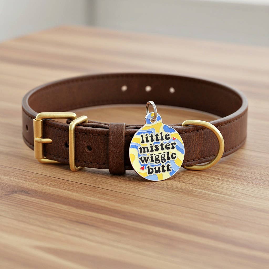 Cute Dog Charm & Pet ID Tag - Little Mister Wiggle Butt 