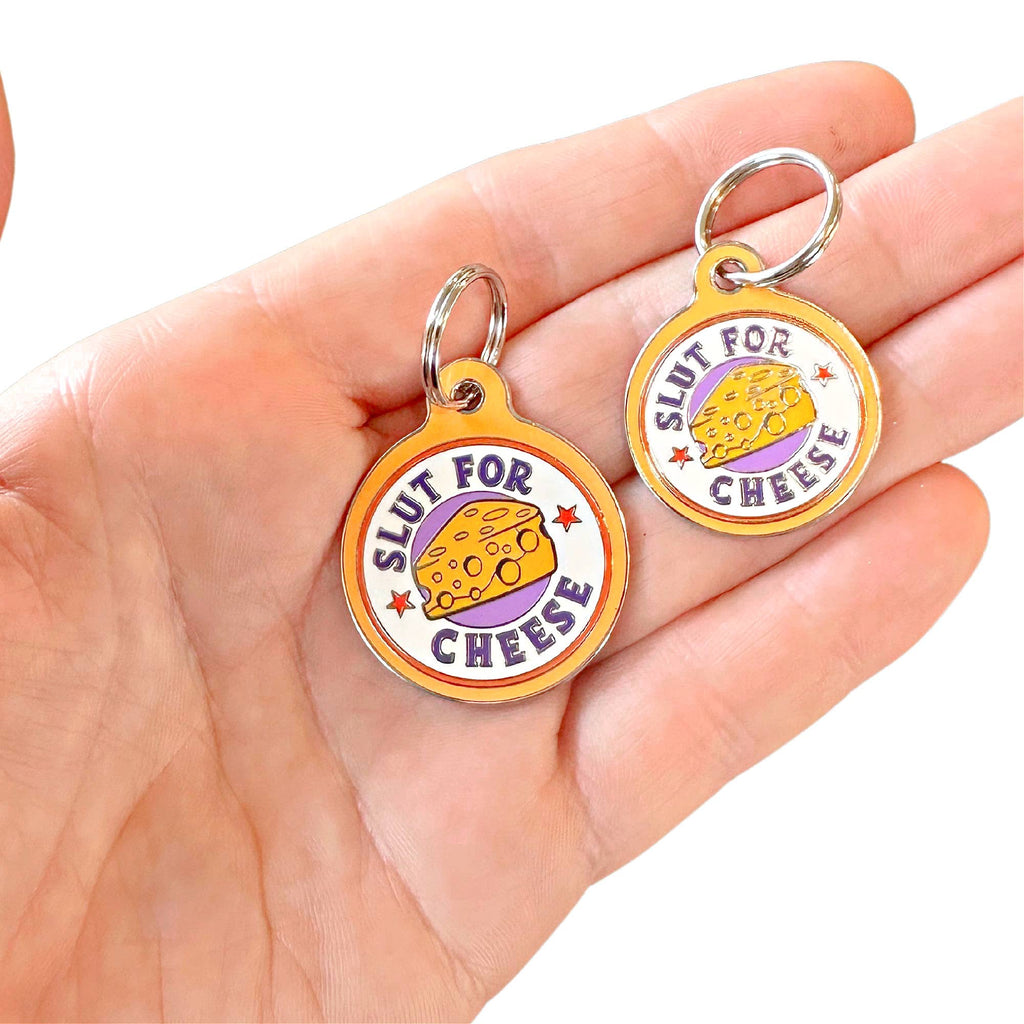 Funny Pet Accessory & Dog Tag Charm - Slut for Cheese