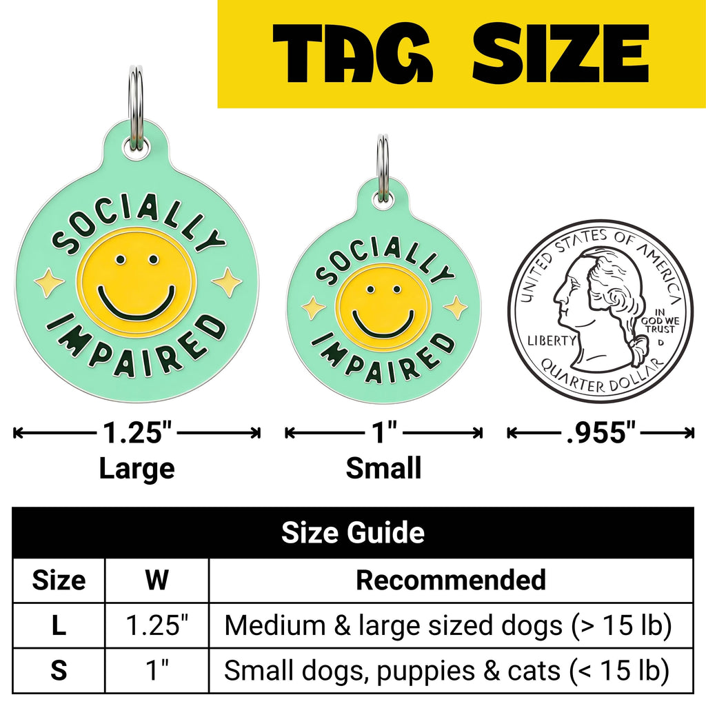 Funny Dog Charm & Pet ID Tag - Socially Impaired *Green