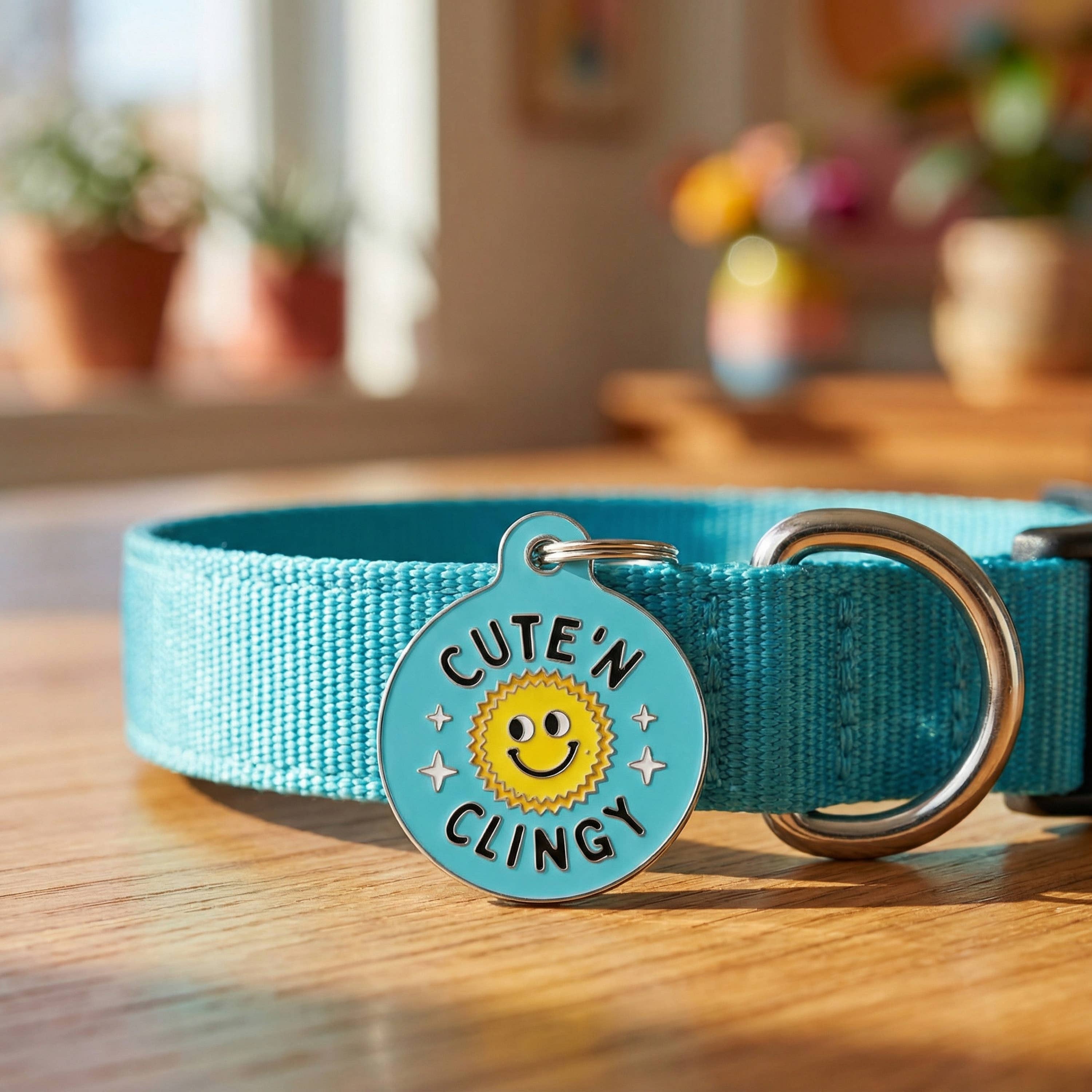 Funny Dog ID Tag & Pet Accessory - Cute 'N Clingy *Blue