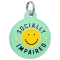 Funny Dog Charm & Pet ID Tag - Socially Impaired *Green