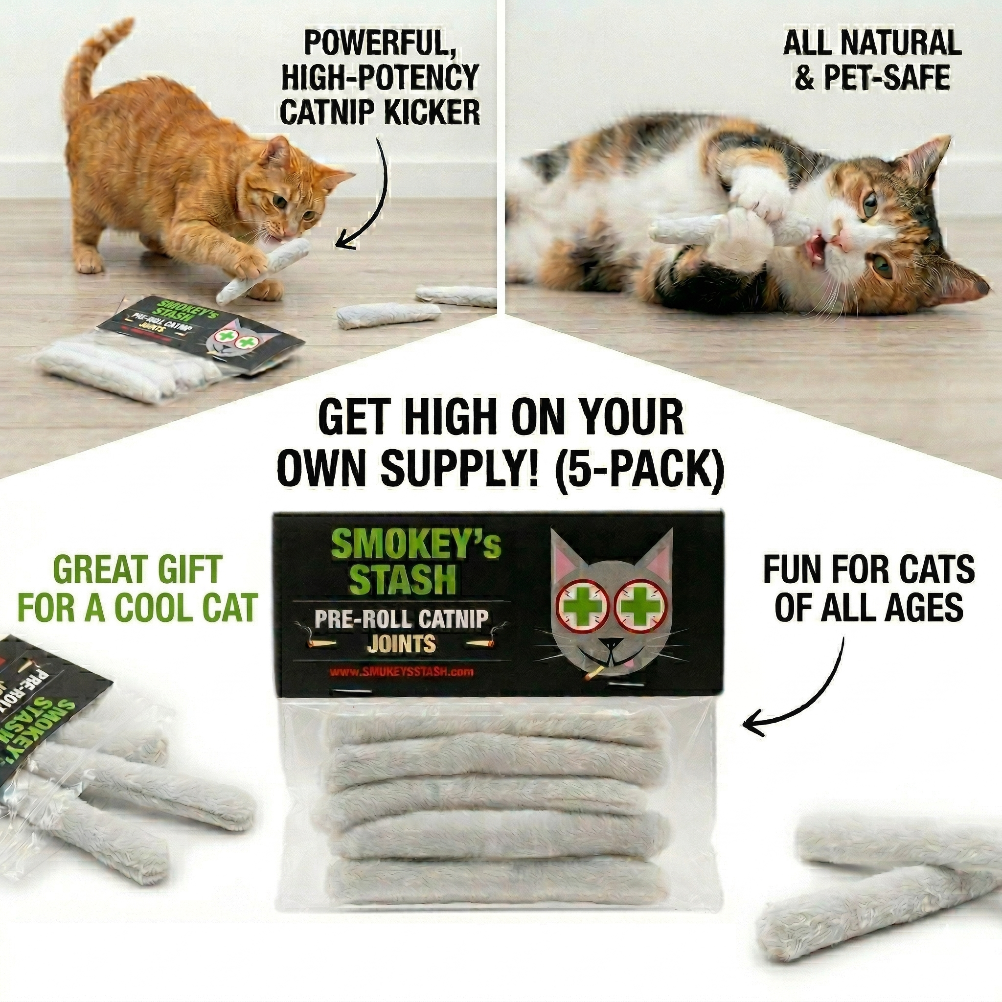 Smokey's Stash Catnip Pre Rolled Joints (5 Pack)