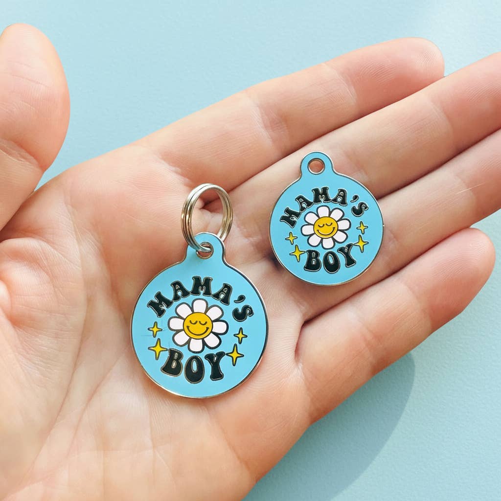 Cute Pet Tag & Dog Collar Charm - Mama's Boy *Blue