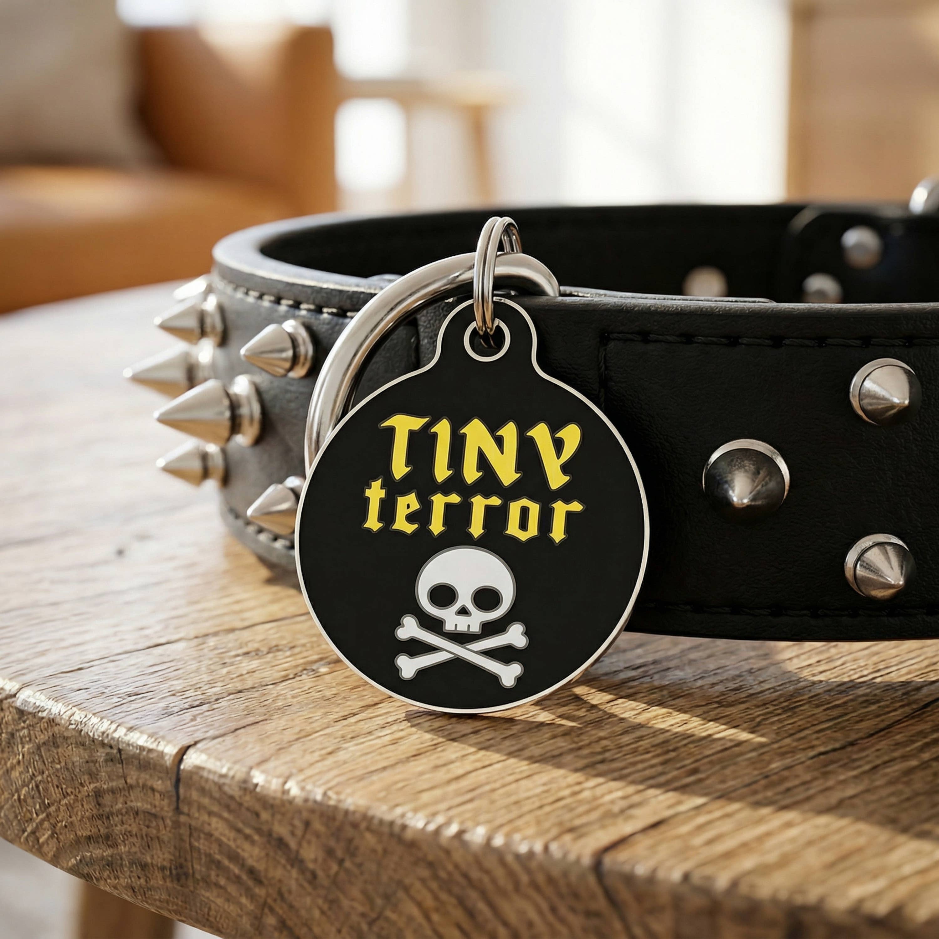 Funny Dog Charm & Pet ID Tag - Tiny Terror 