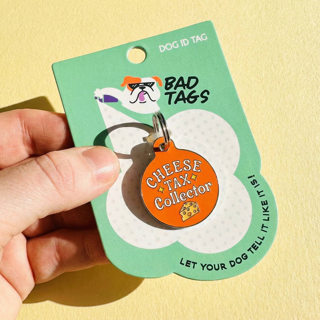 Cute Dog Charm & Pet ID Tag - Cheese Tax Collector
