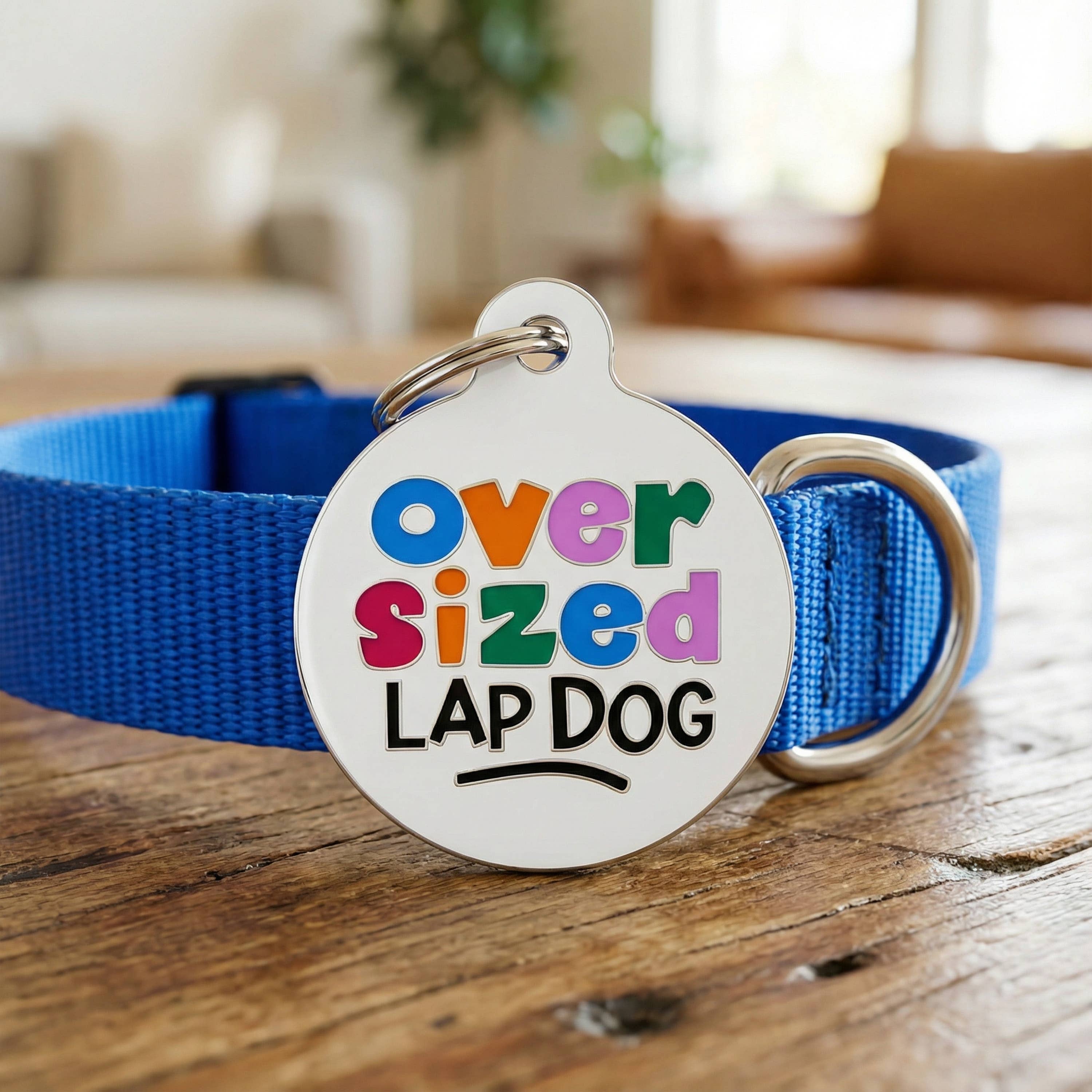 Enamel Pet Tag with Scannable ID - Oversized Lap Dog