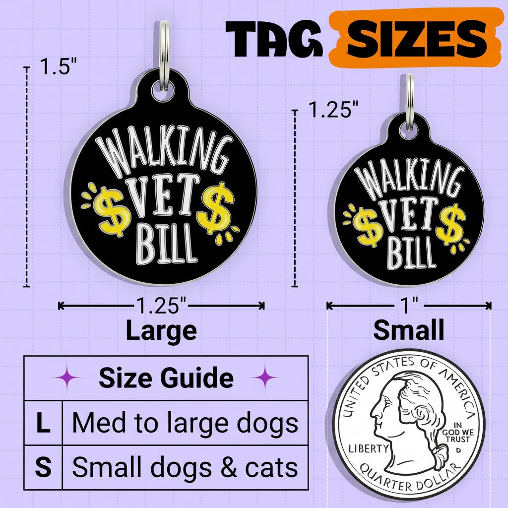 Funny Dog Charm & Pet ID Tag - Walking Vet Bill