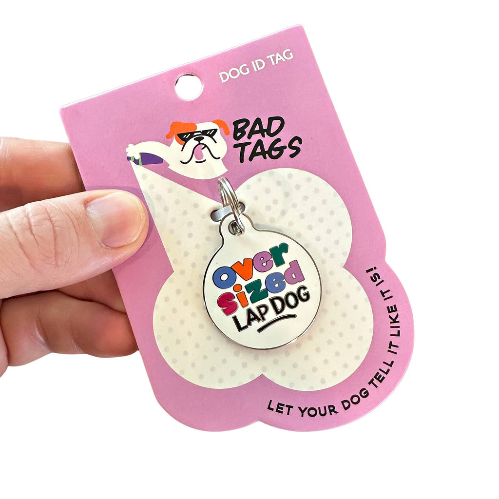Enamel Pet Tag with Scannable ID - Oversized Lap Dog