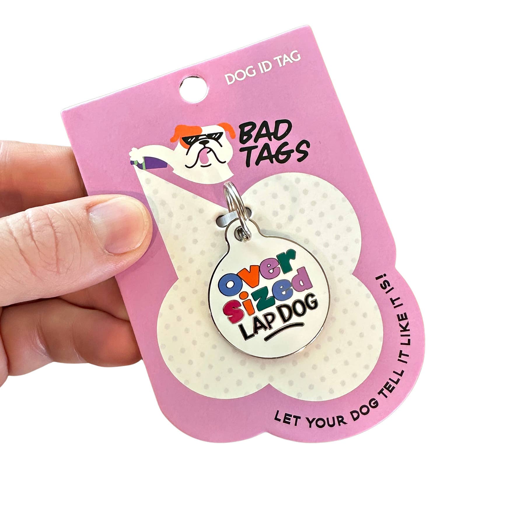 Enamel Pet Tag with Scannable ID - Oversized Lap Dog