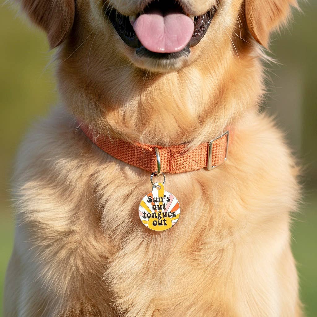 Cute Dog Charm & Pet ID Tag - Suns Out Tongues Out