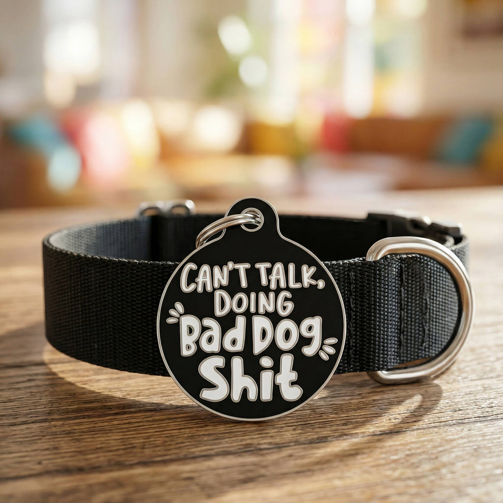 Funny Dog Tag Charm & Pet ID Accessory - Bad Dog Shit