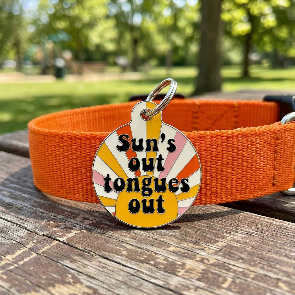 Cute Dog Charm & Pet ID Tag - Suns Out Tongues Out