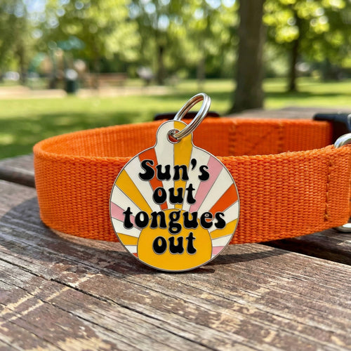 Cute Dog Charm & Pet ID Tag - Suns Out Tongues Out