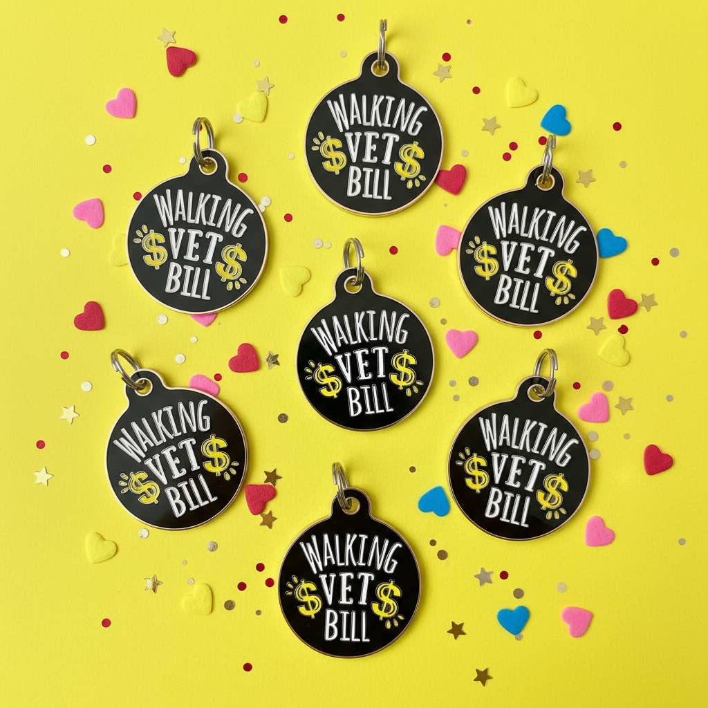Funny Dog Charm & Pet ID Tag - Walking Vet Bill