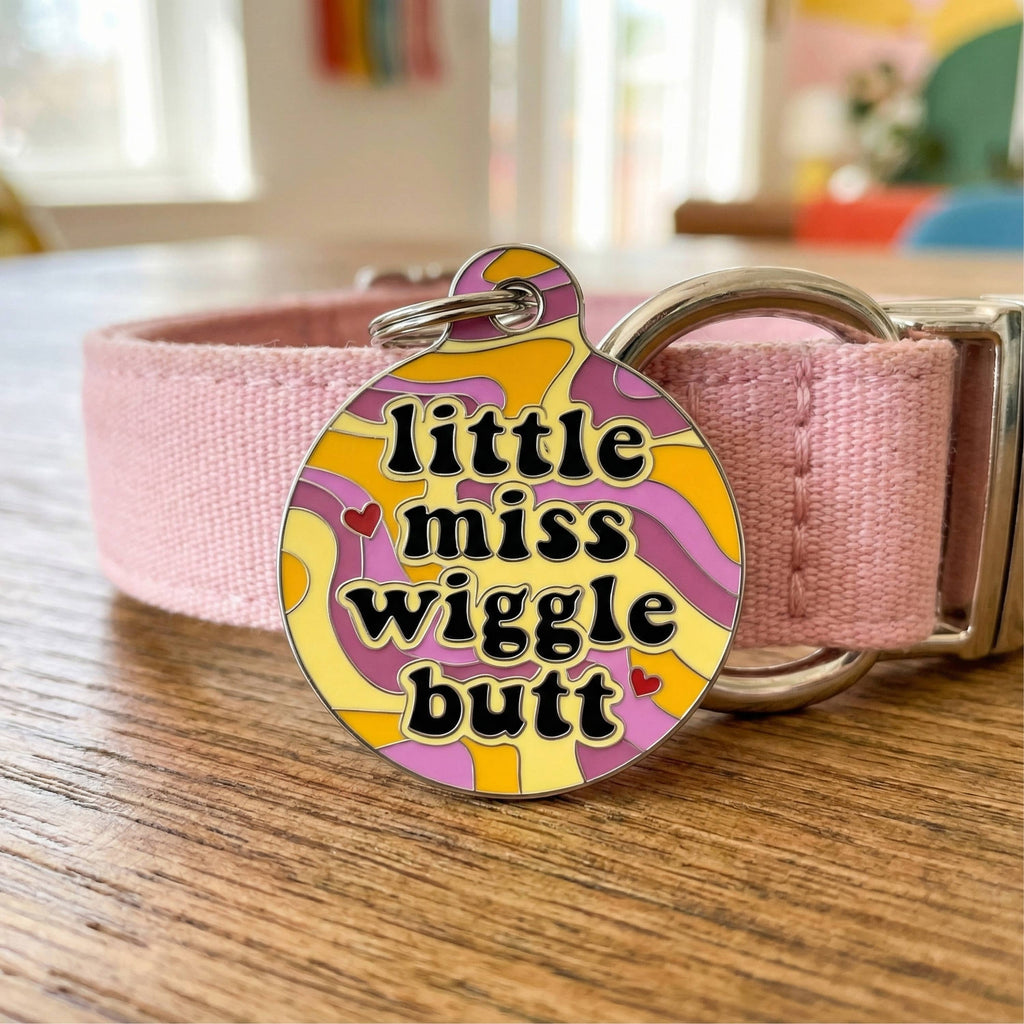 Funny Dog Charm & Pet ID Tag - Miss Wiggle Butt
