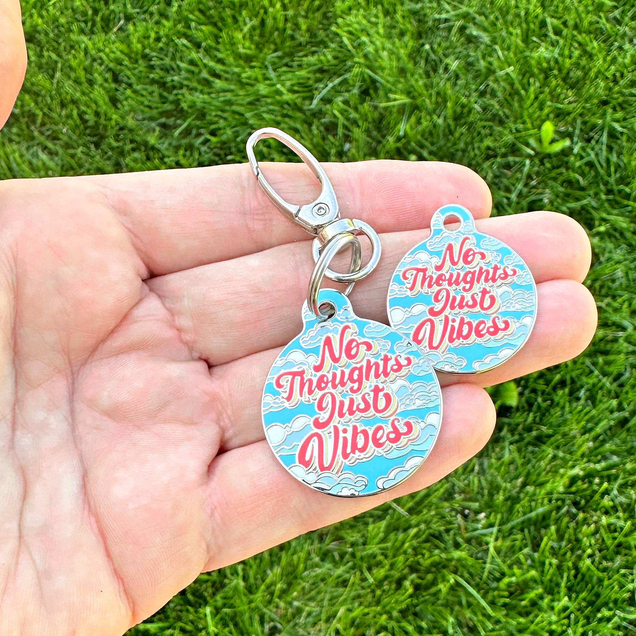 Funny Dog Charm & Pet ID Tag - No Thoughts Just Vibes
