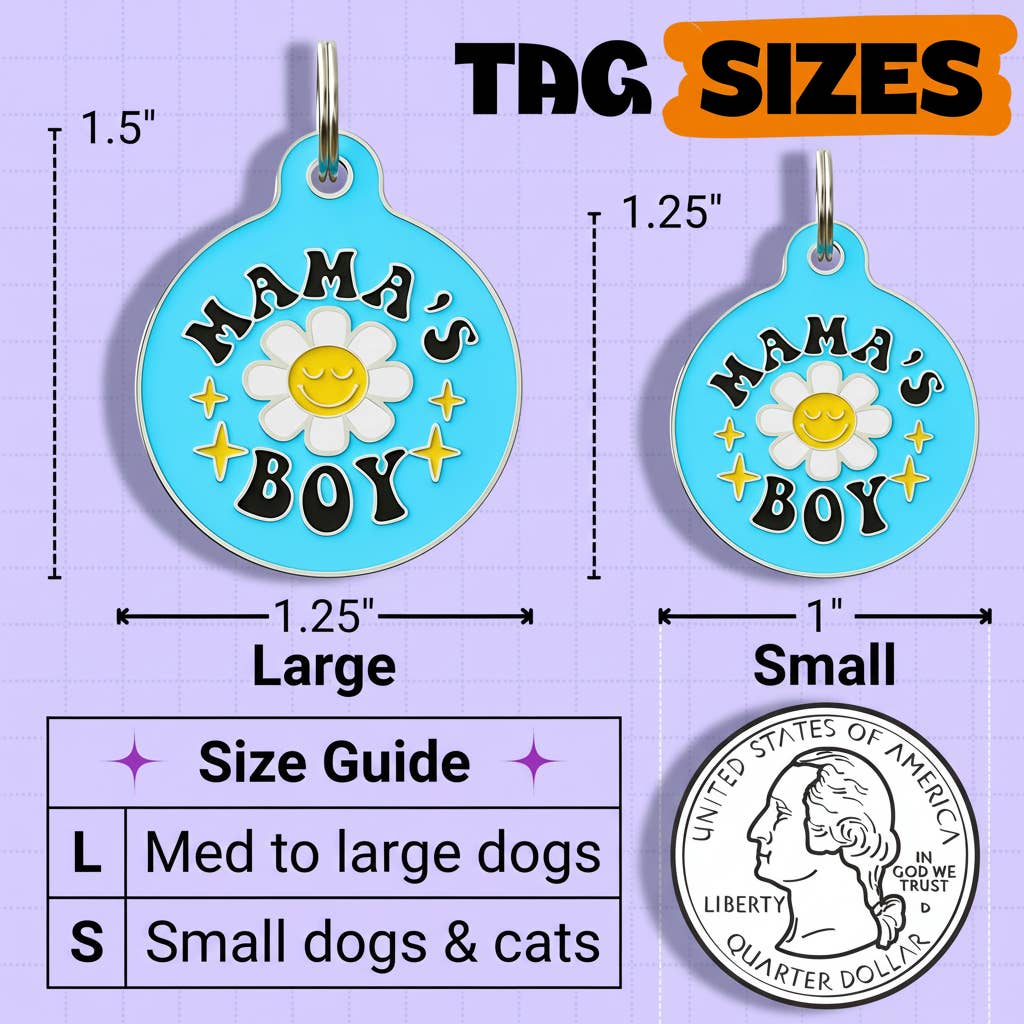 Cute Pet Tag & Dog Collar Charm - Mama's Boy *Blue