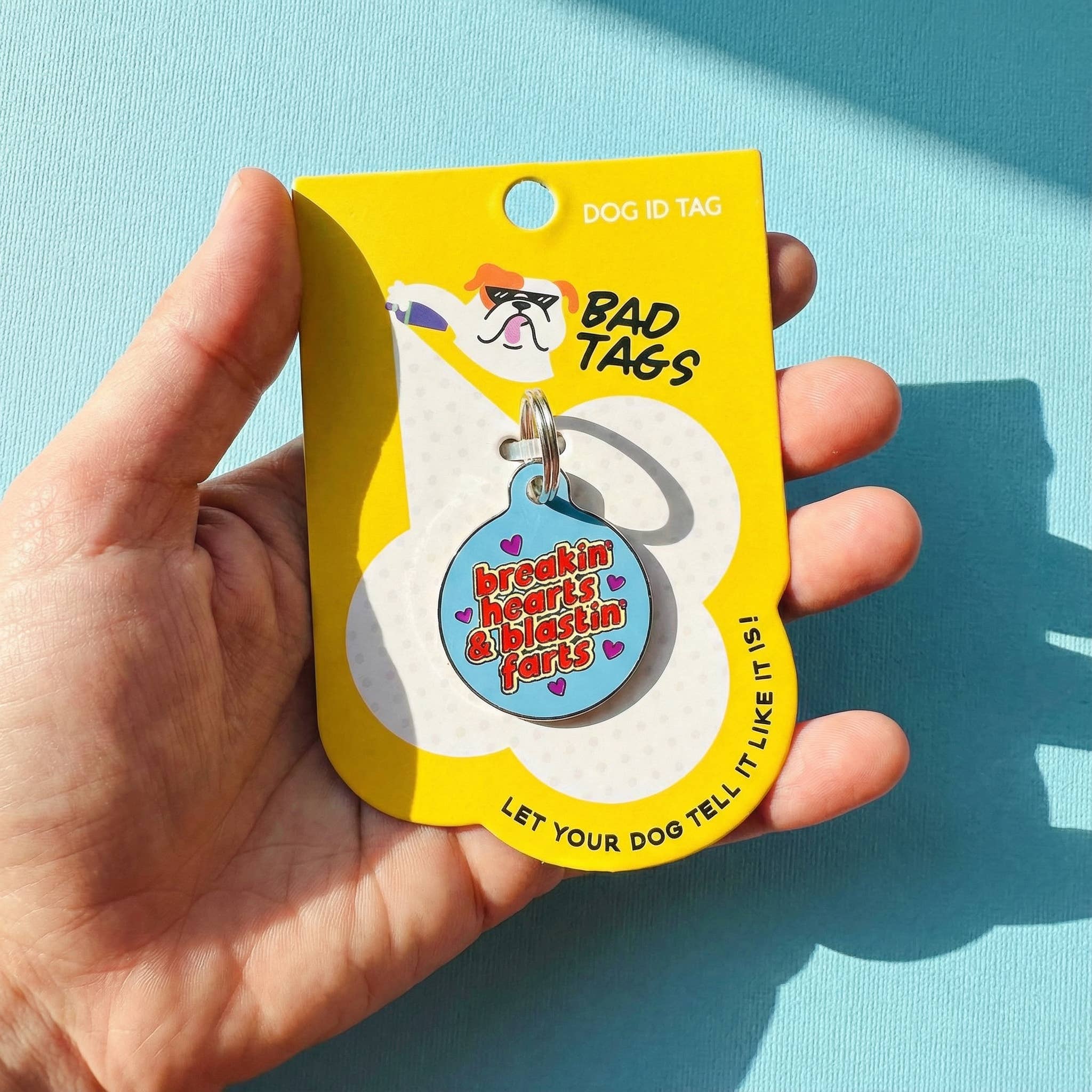 Funny Dog Charm & Pet ID Tag - Breakin Hearts, Blastin Farts