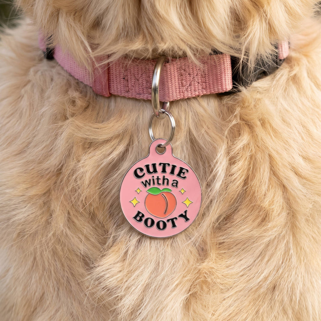 Funny Dog Charm & Pet ID Tag - Cutie with a Booty *Pink