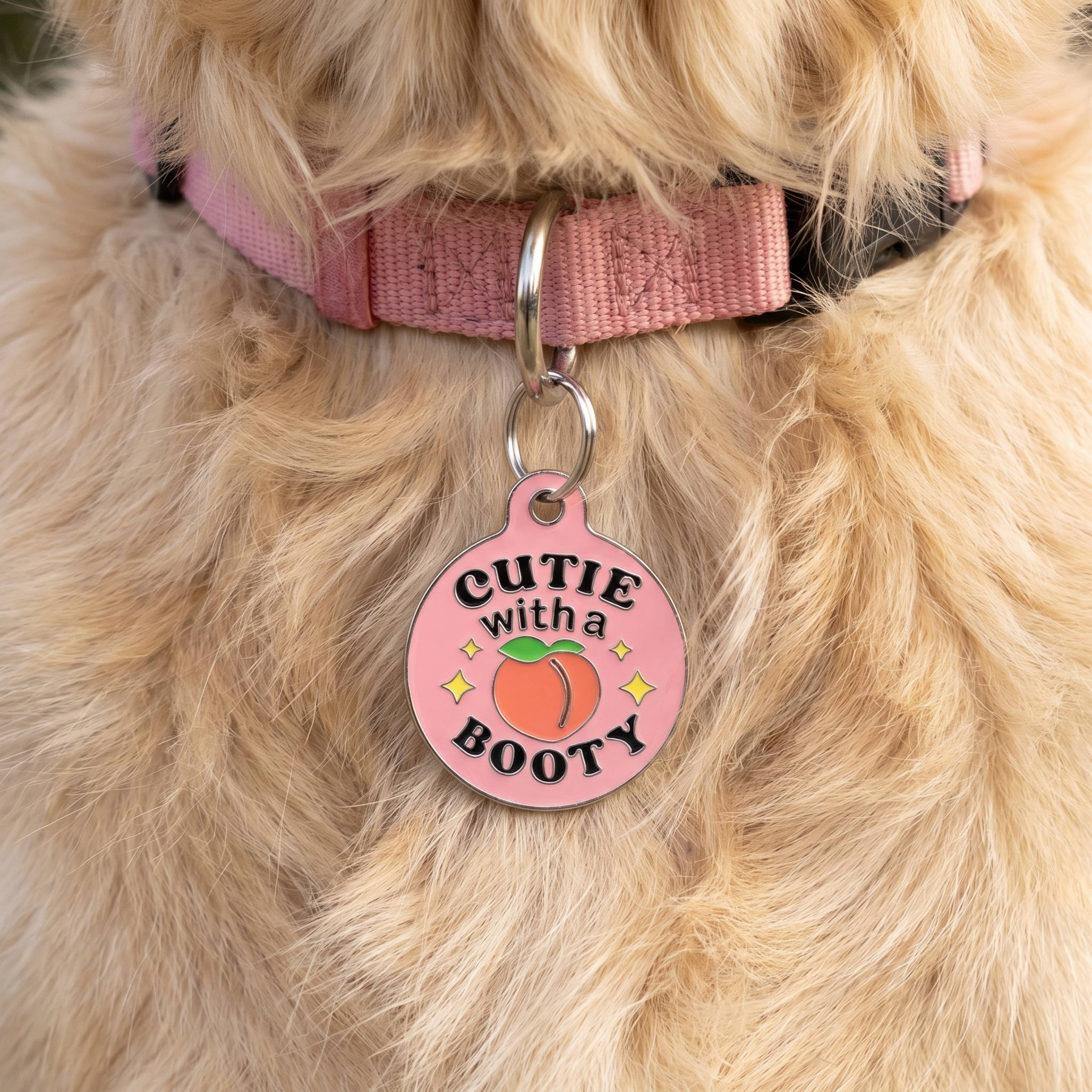 Funny Dog Charm & Pet ID Tag - Cutie with a Booty *Pink