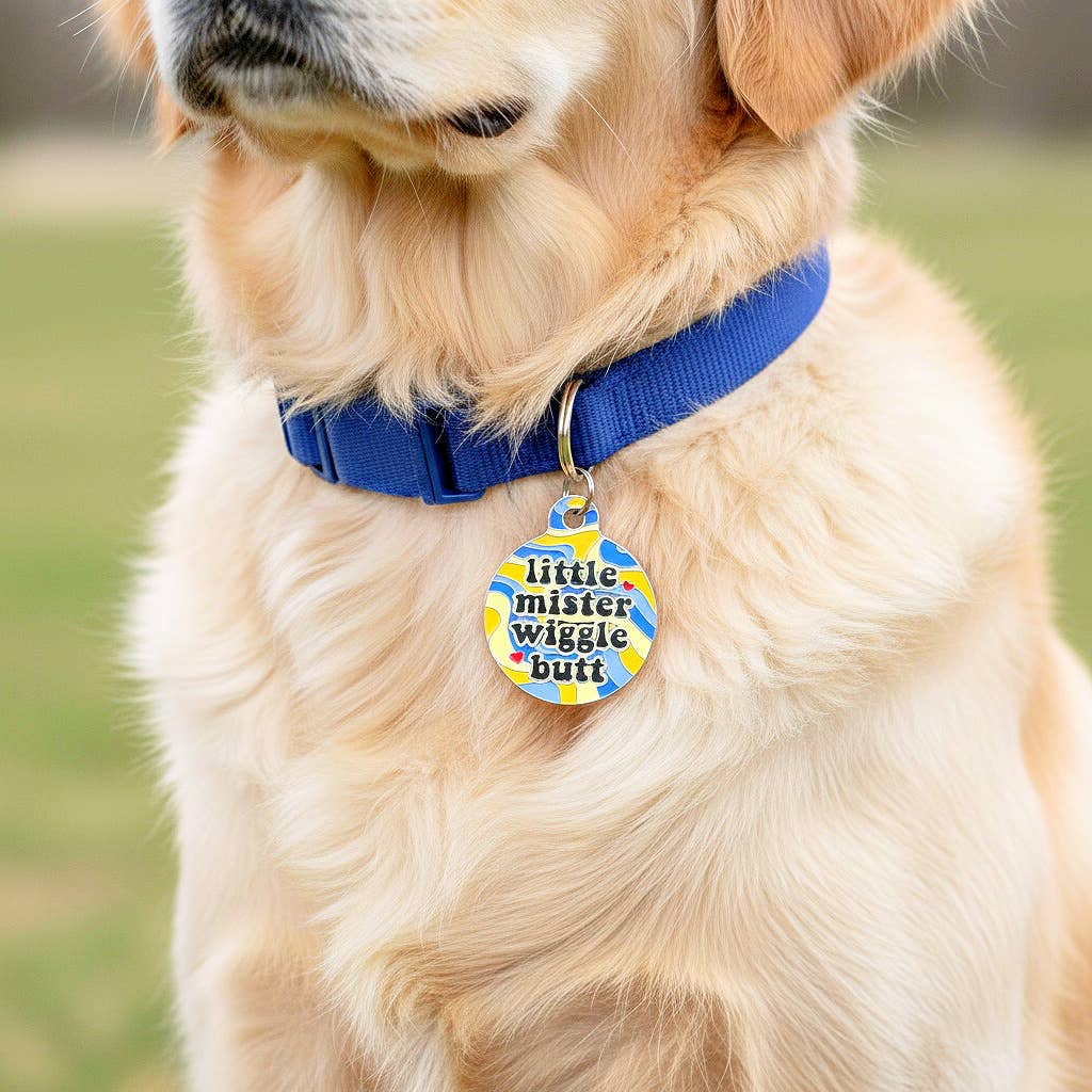 Cute Dog Charm & Pet ID Tag - Little Mister Wiggle Butt 