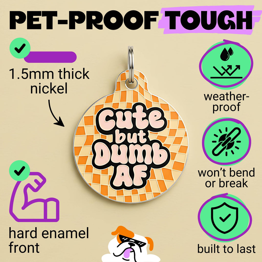 Funny Dog Tag Charm & Pet ID Accessory - Cute but Dumb AF