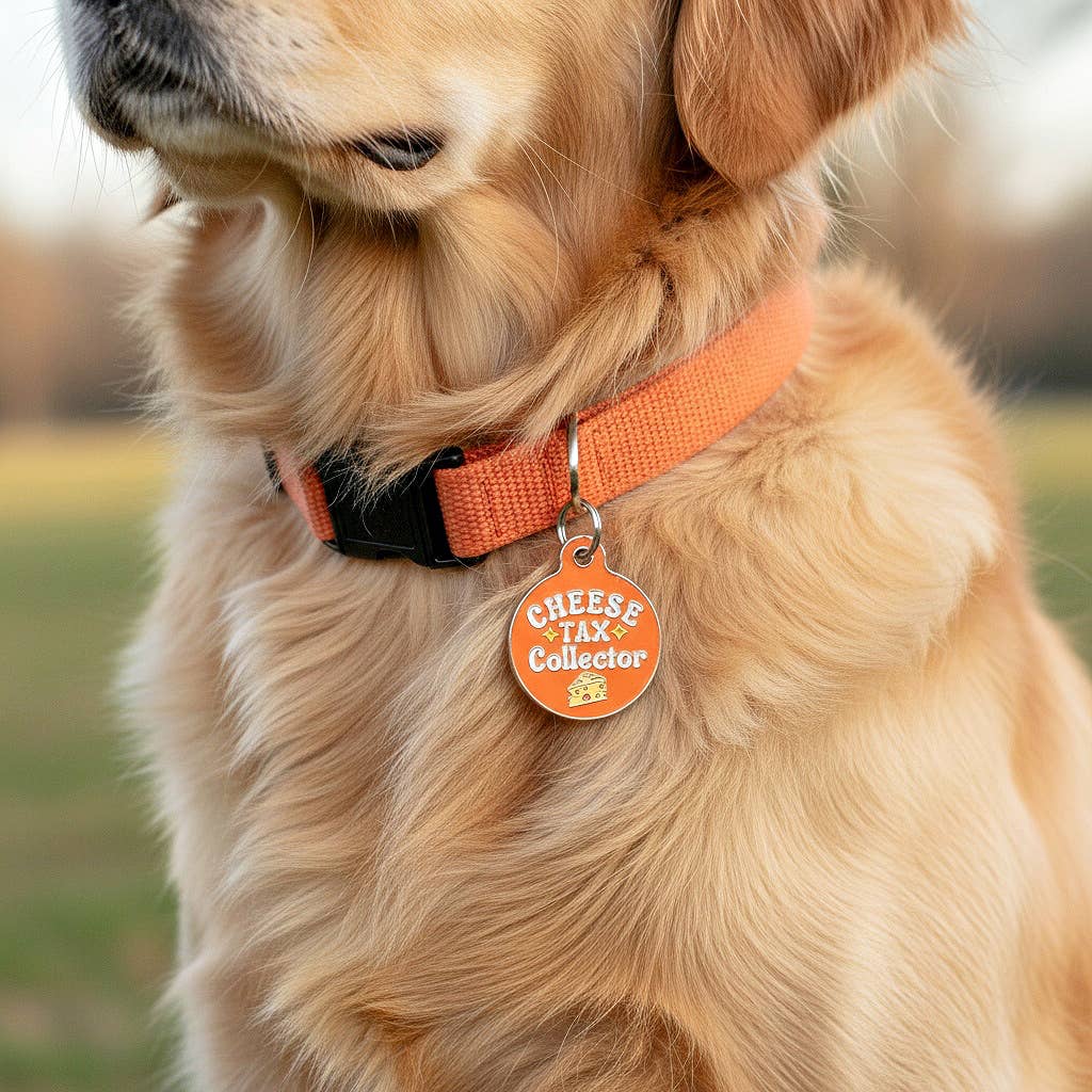 Cute Dog Charm & Pet ID Tag - Cheese Tax Collector