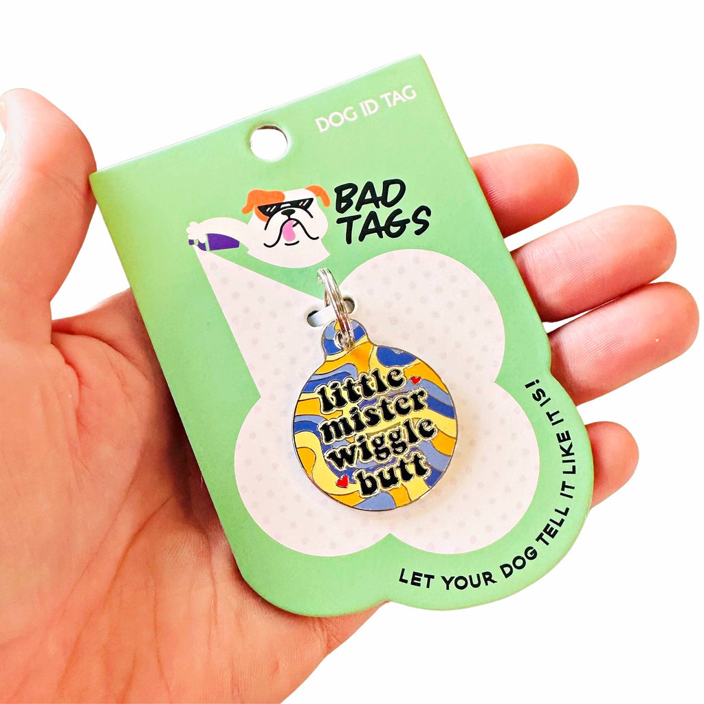 Cute Dog Charm & Pet ID Tag - Little Mister Wiggle Butt 