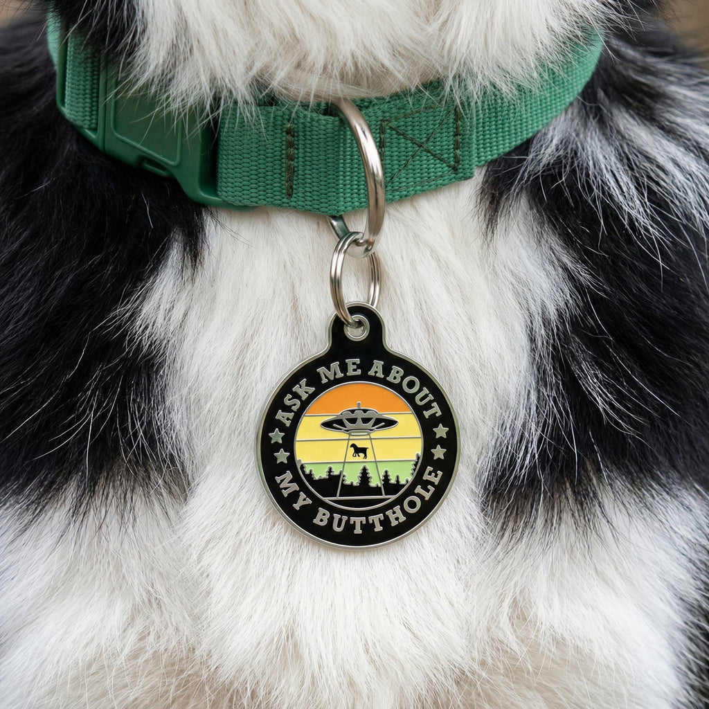 Funny Dog Charm & Pet ID Accessory - Ask About my Butthole
