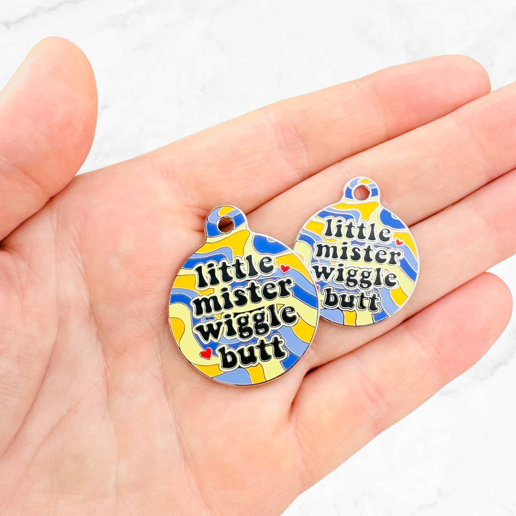Cute Dog Charm & Pet ID Tag - Little Mister Wiggle Butt 